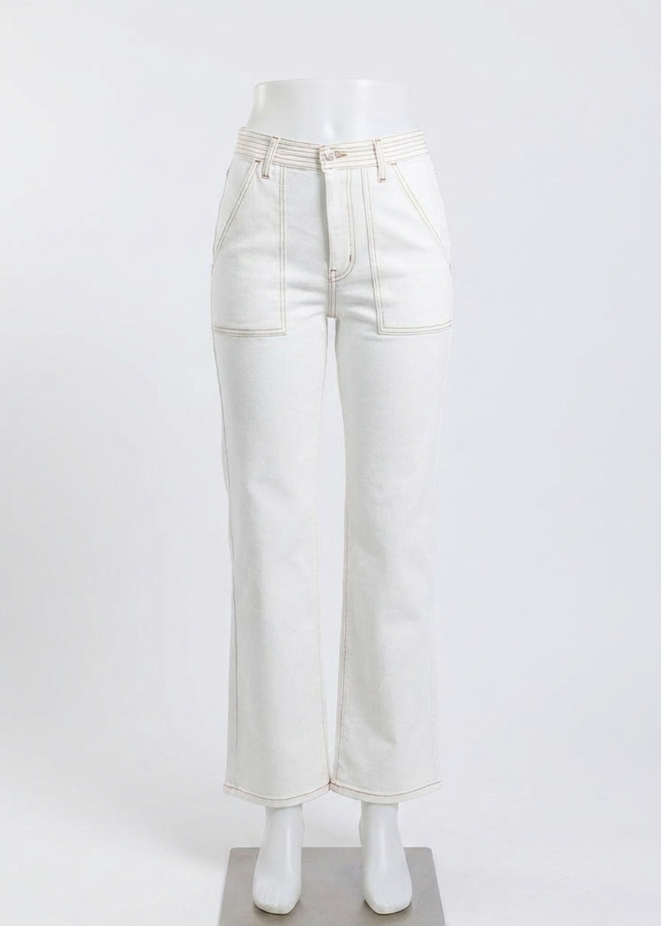 NEW FRAME the trapunto straight denim trouser pants in au natural clean